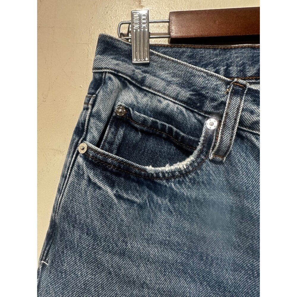 Frame The Hang Jeans Womens 25 Blue Selvedge Straight Leg Mid Rise Rigid Cotton - Picture 11 of 14